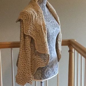 Berretti NWT Tan Sparkly Knit Cardigan Wrap